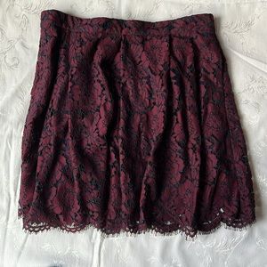 BR Skirt Classic look cranberry lace over navy skirt zipper in back. Gorgeous!